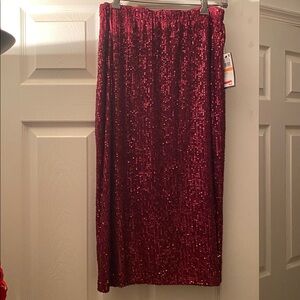 Vince Camuto Sparkling Burgundy Midi Skirt